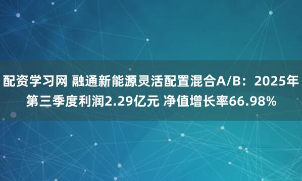 配资学习网 融通新能源灵活配置混合A/B：2025年第三季度利润2.29亿元 净值增长率66.98%